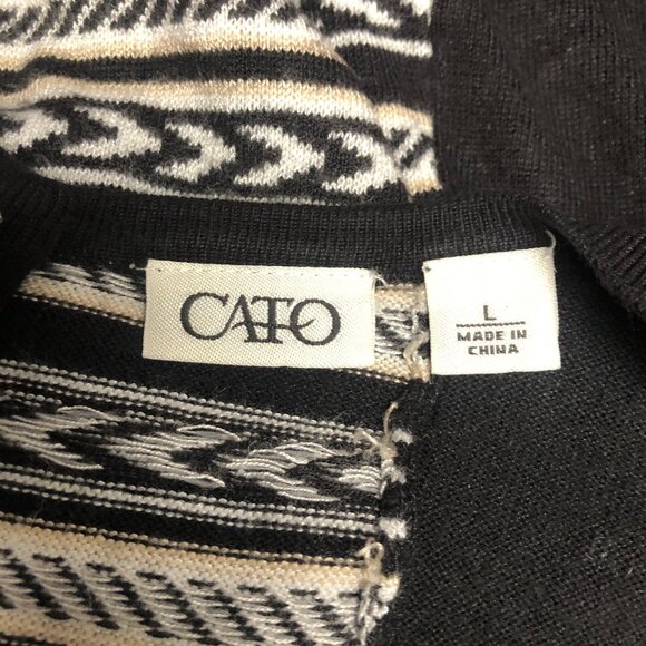 Cato Sweater Dress Womens Size Large Black White Patterned Knit Knee Length - Picture 5 of 8